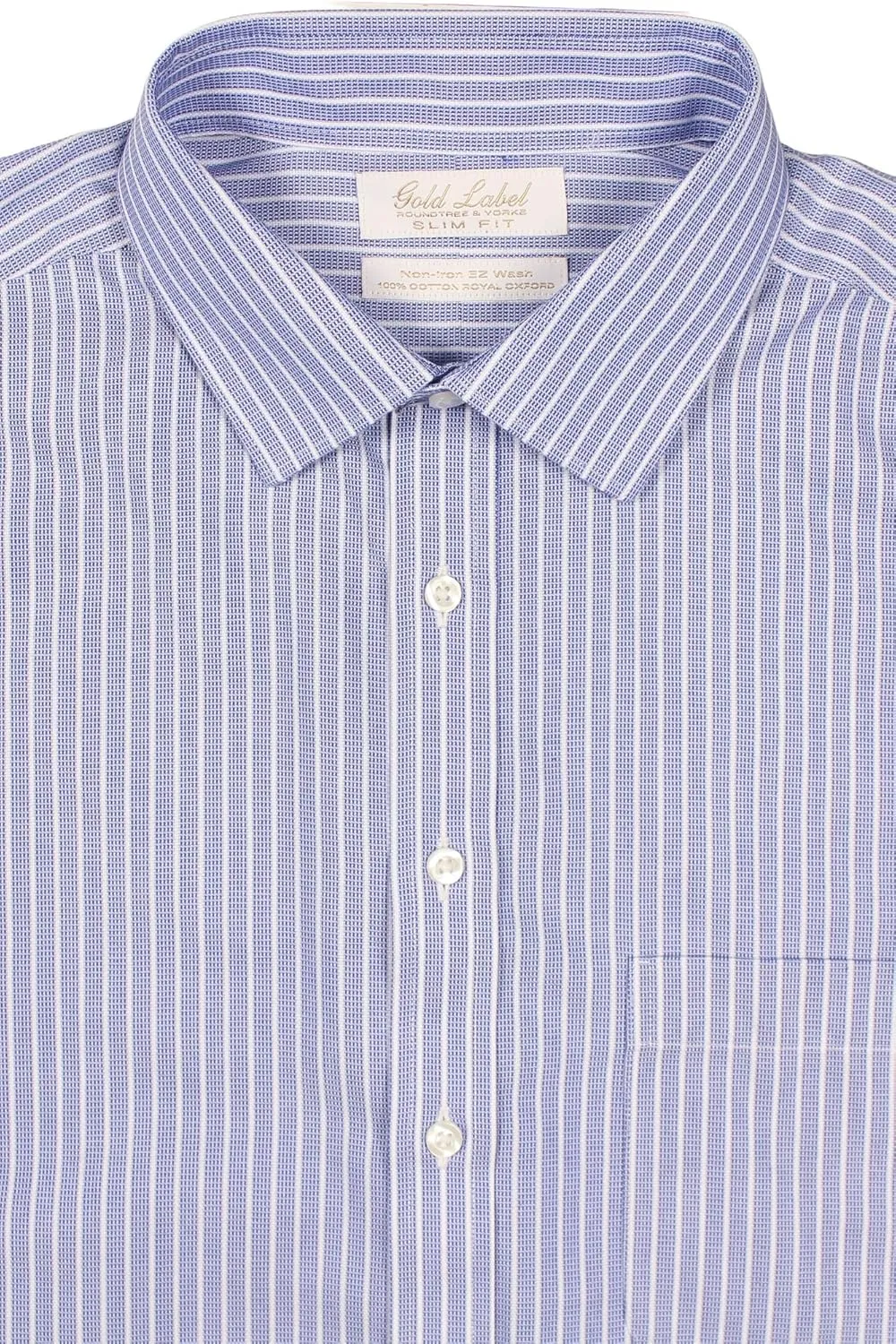 Gold Label Men's Slim Fit Spread Collar Long Sleeve Dress Shirt with Pocket Non-Iron Wrinkle Free