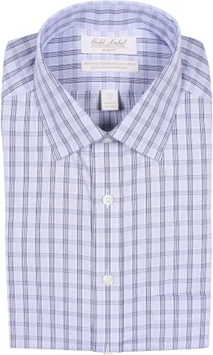 Gold Label Men's Slim Fit Spread Collar Long Sleeve Dress Shirt with Pocket Non-Iron Wrinkle Free