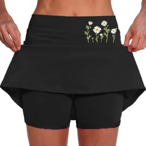 Golf Skirts for Women with Pockets High Waisted Workout Tennis Skorts with Shorts 2 in 1 Midi Skort Skirt Tummy Control