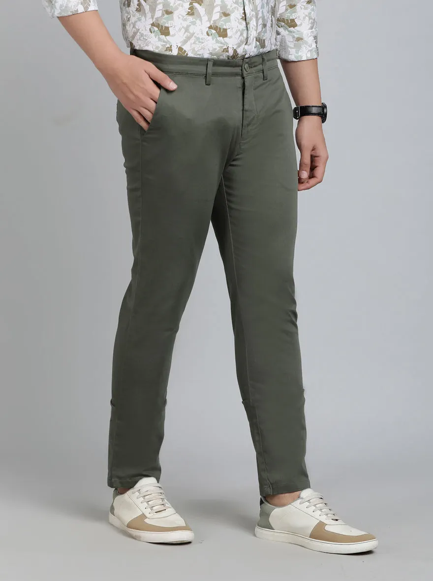 Green Solid Super Slim Fit Casual Trouser | Greenfibre