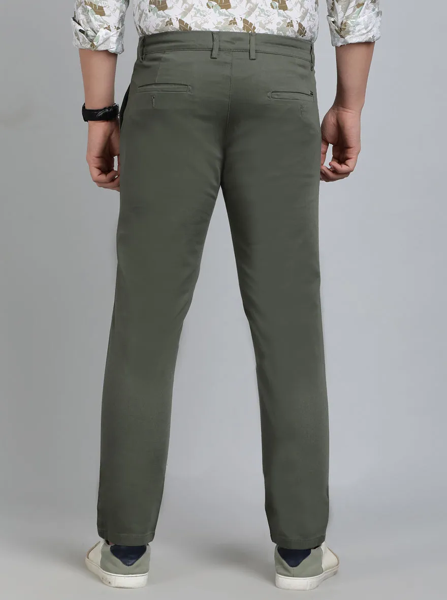 Green Solid Super Slim Fit Casual Trouser | Greenfibre