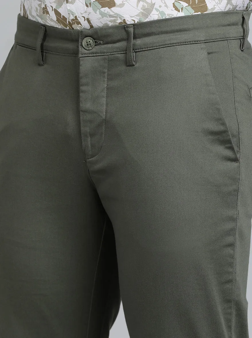 Green Solid Super Slim Fit Casual Trouser | Greenfibre