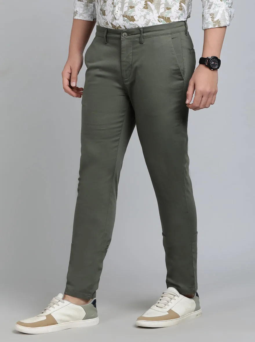 Green Solid Super Slim Fit Casual Trouser | Greenfibre