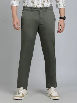 Green Solid Super Slim Fit Casual Trouser | Greenfibre