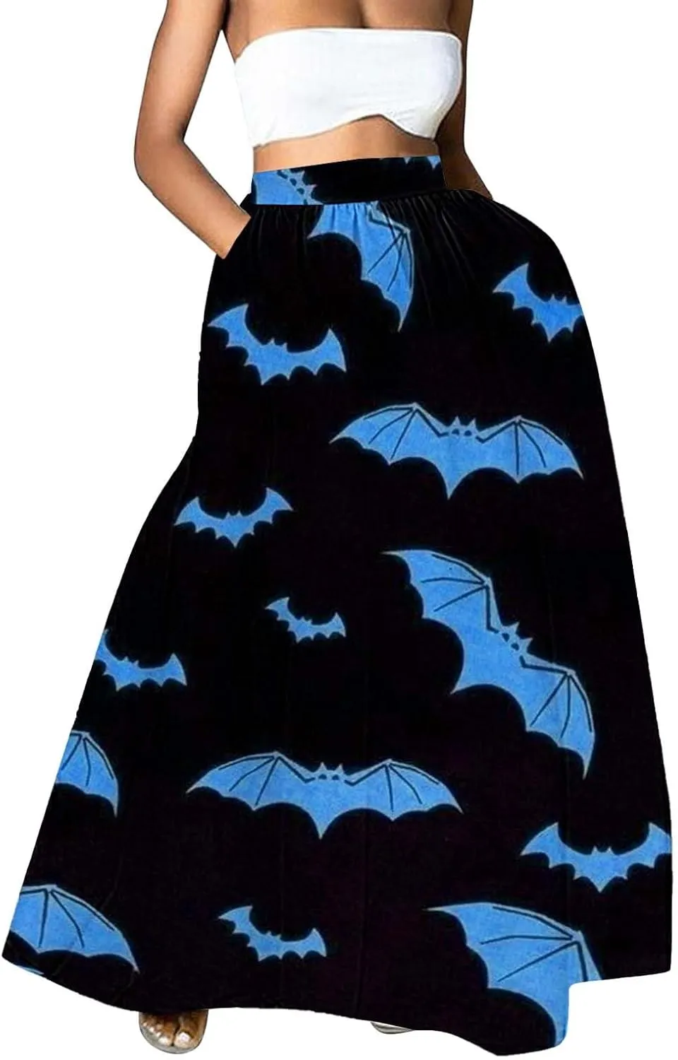 Halloween Skirts for Women Waist Party Beach Pocket Long Maxi Skirt Womens Tulle Skirt Black Tutu Skirt Black Skirt