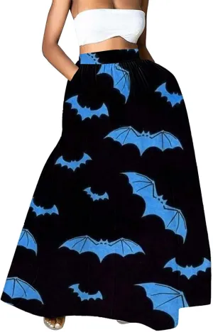 Halloween Skirts for Women Waist Party Beach Pocket Long Maxi Skirt Womens Tulle Skirt Black Tutu Skirt Black Skirt