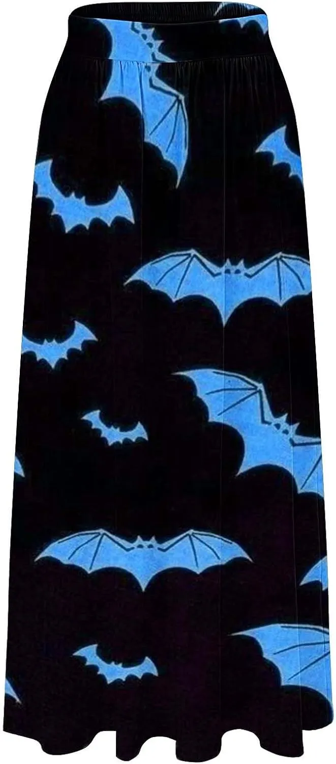 Halloween Skirts for Women Waist Party Beach Pocket Long Maxi Skirt Womens Tulle Skirt Black Tutu Skirt Black Skirt