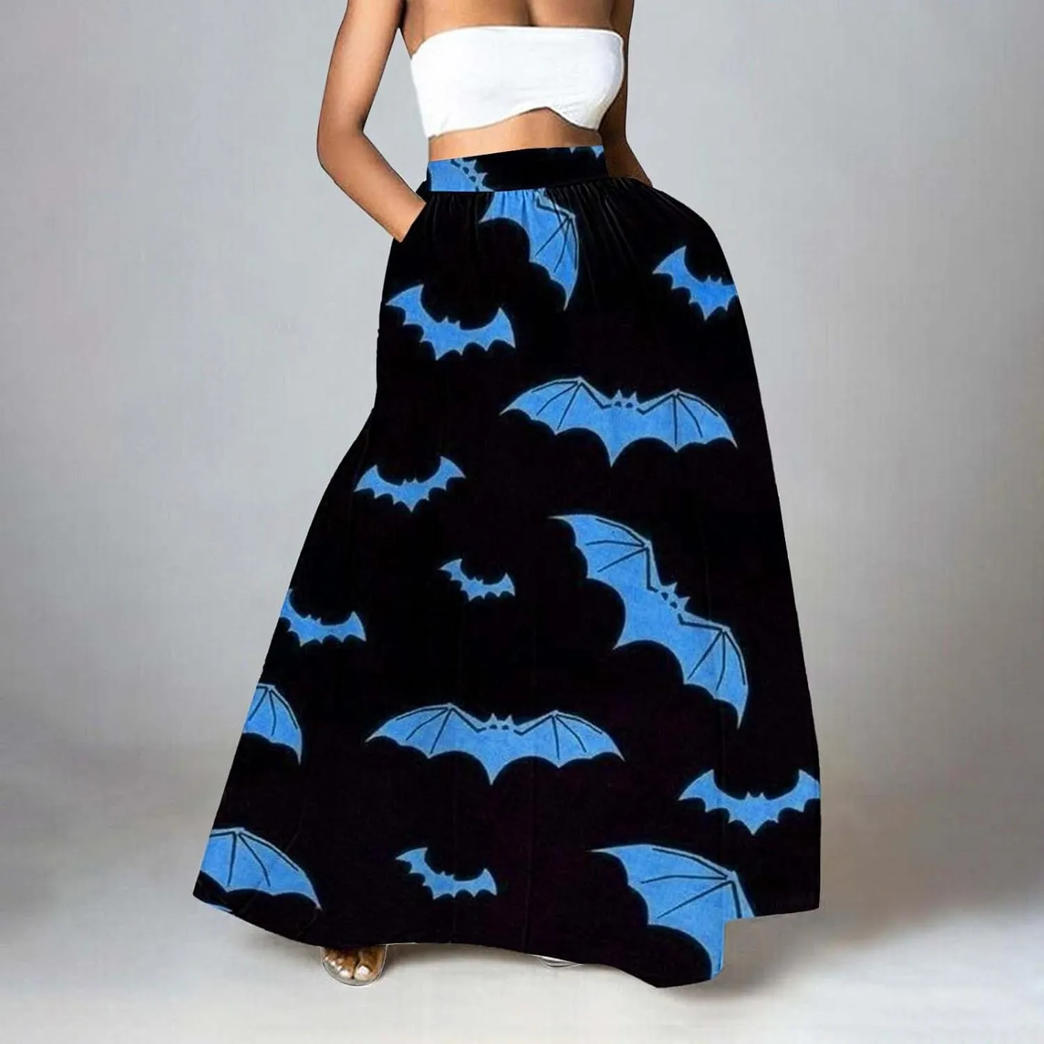 Halloween Skirts for Women Waist Party Beach Pocket Long Maxi Skirt Womens Tulle Skirt Black Tutu Skirt Black Skirt