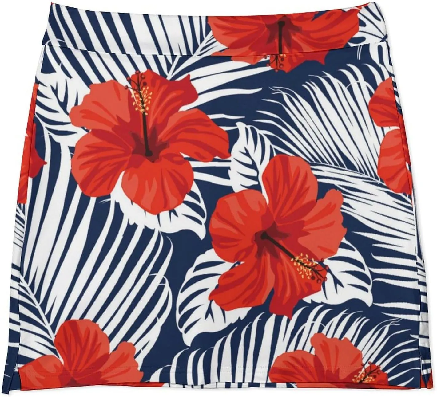 Hawaiian Hibiscus Flowers Women's Skort Athletic Skirt Golf Skorts A-line Skirts with Built-in Shorts Pockets