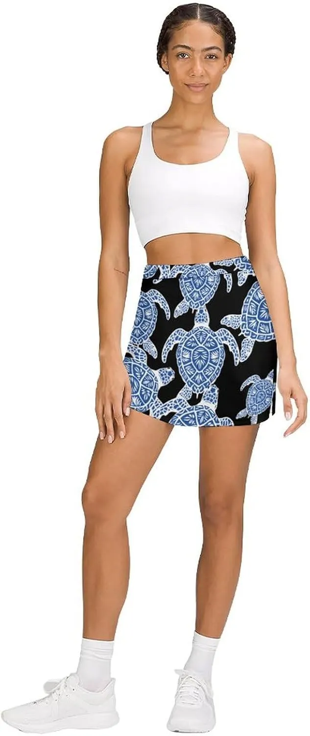 Hawaiian Sea Turtle Women's Skort Athletic Skirt Golf Skorts A-line Skirts with Built-in Shorts Pockets