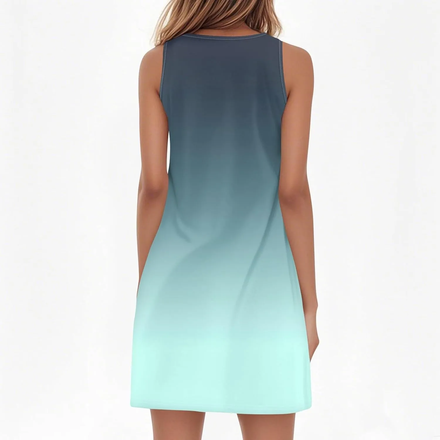 HXHYQKP Sun Dresses for Women 2025 Vacation Summer Casual Sleeveless Tank Dress Beach Cover Ups Trendy Midi Sundress