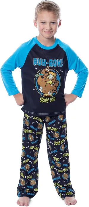INTIMO Scooby-Doo Boys' Scooby Shaggy Ruh-Roh! Raglan Sleep Pajama Set