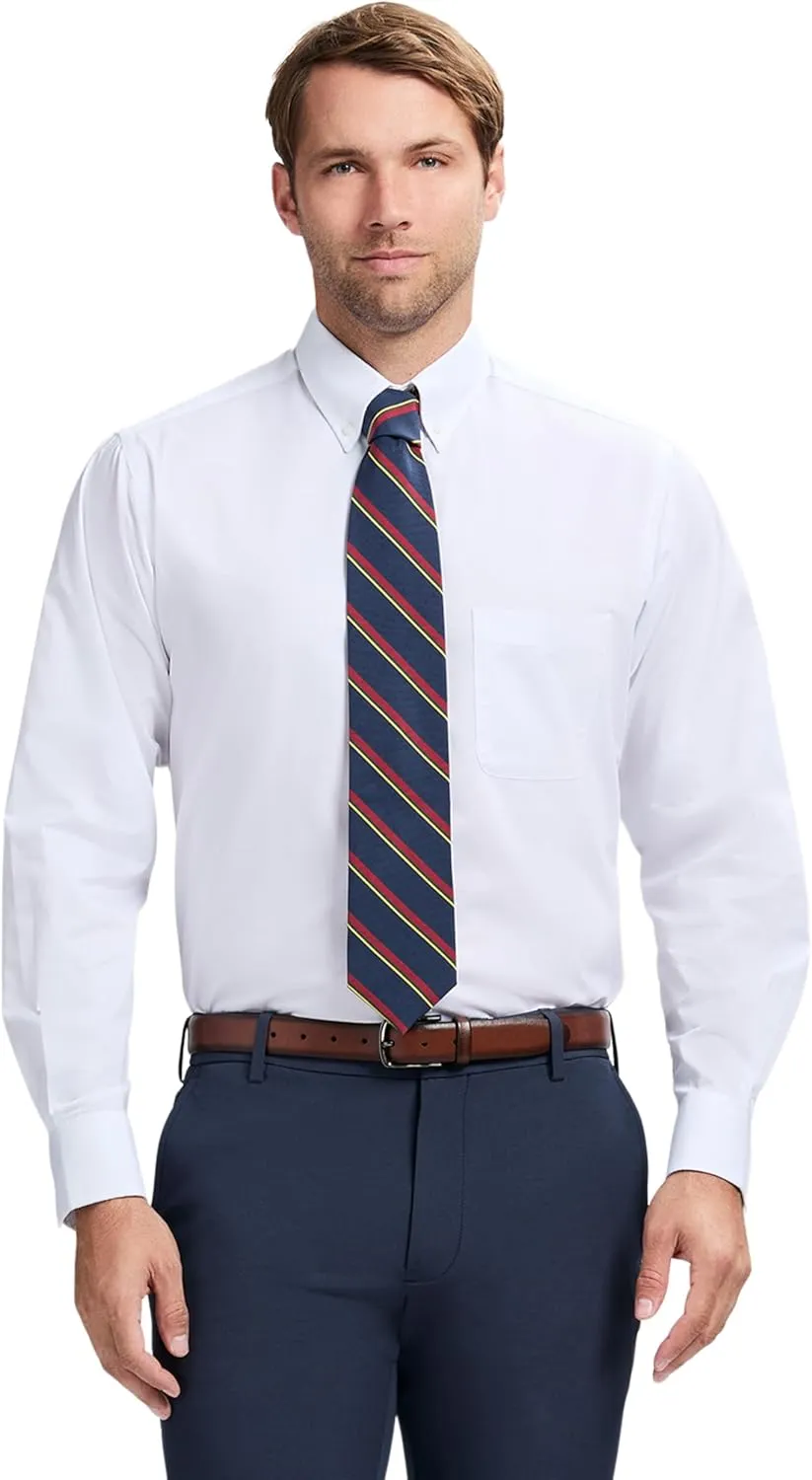 IZOD Men's Dress Shirt Regular Fit Long Sleeve Wrinkle Free Stretch Button Down Collar
