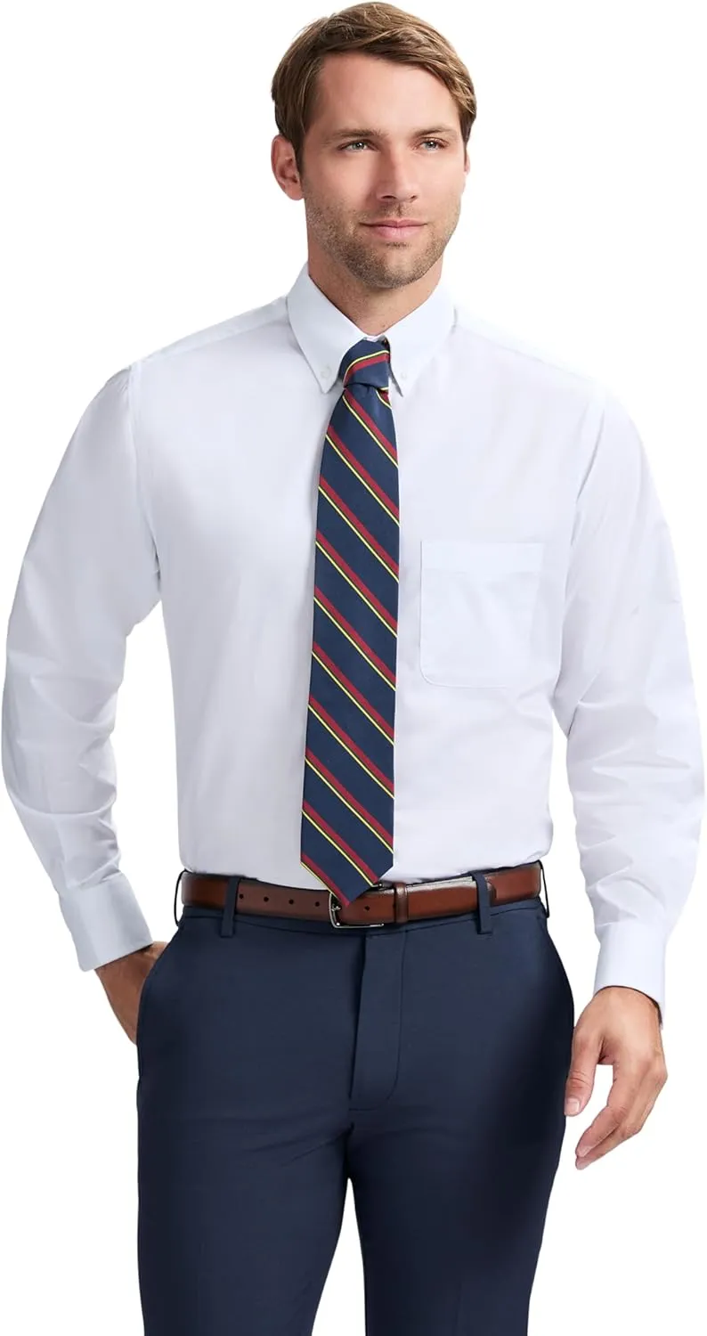 IZOD Men's Dress Shirt Regular Fit Long Sleeve Wrinkle Free Stretch Button Down Collar