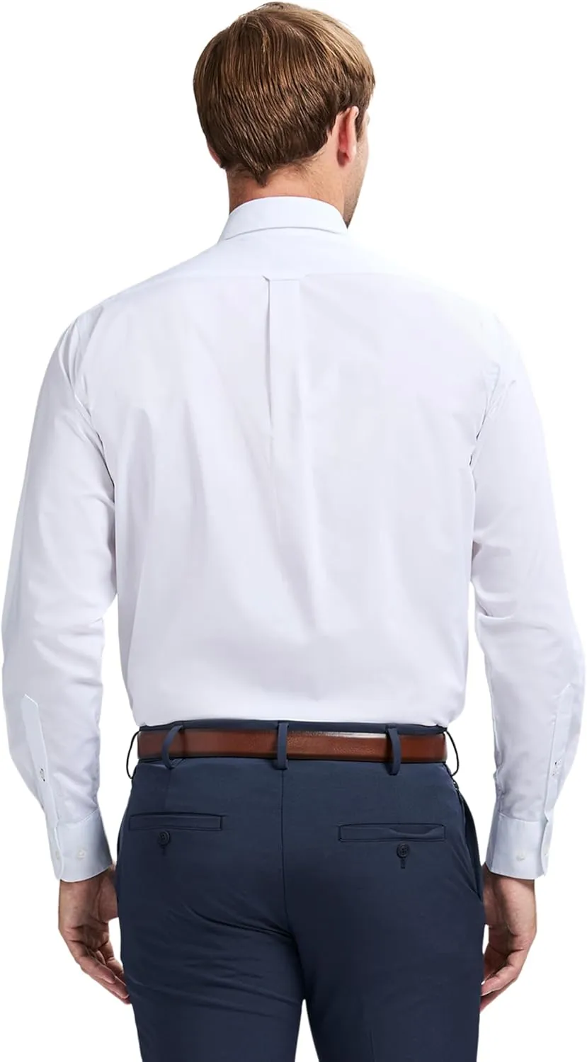 IZOD Men's Dress Shirt Regular Fit Long Sleeve Wrinkle Free Stretch Button Down Collar
