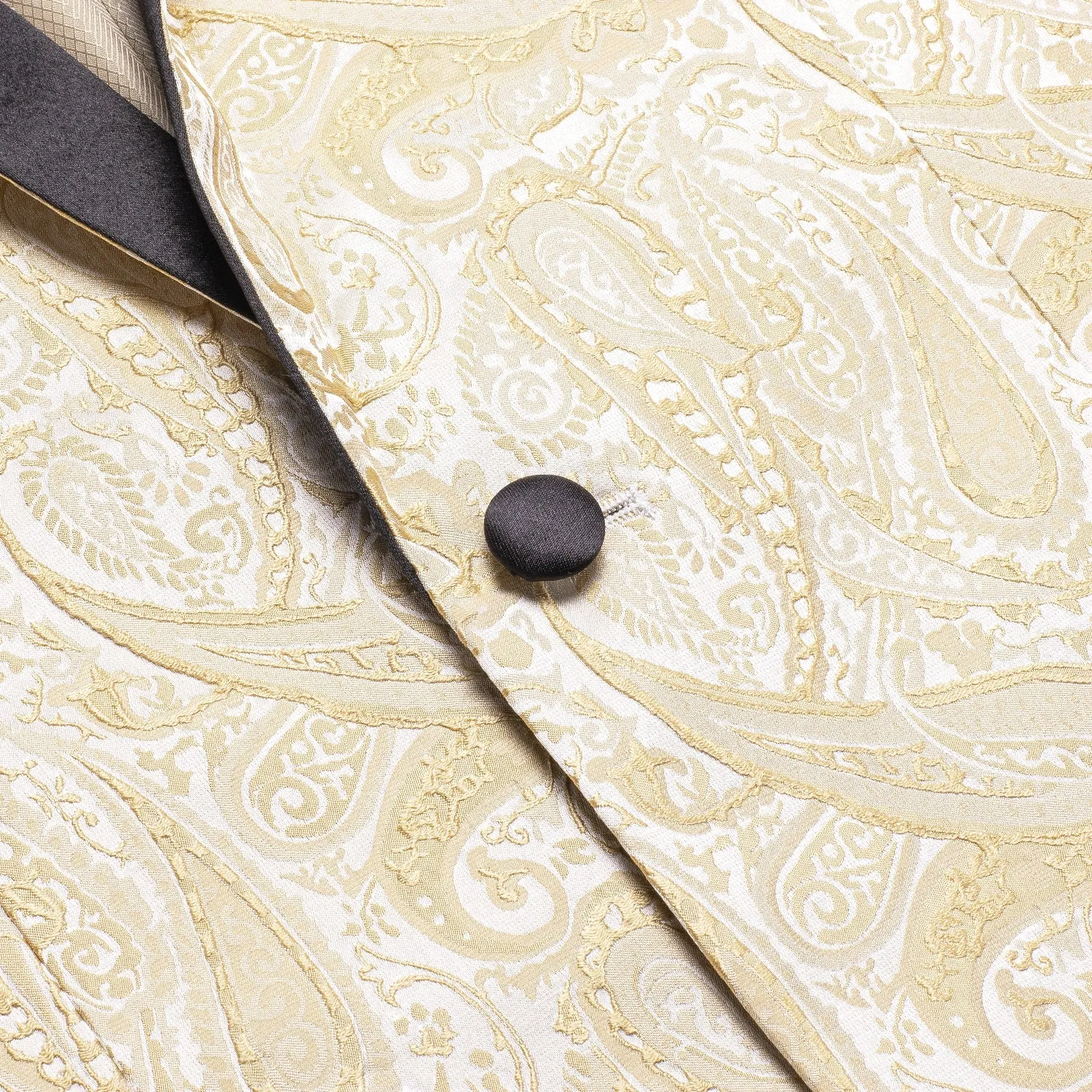 Khaki Embroidered Floral Tuxedo Jacket