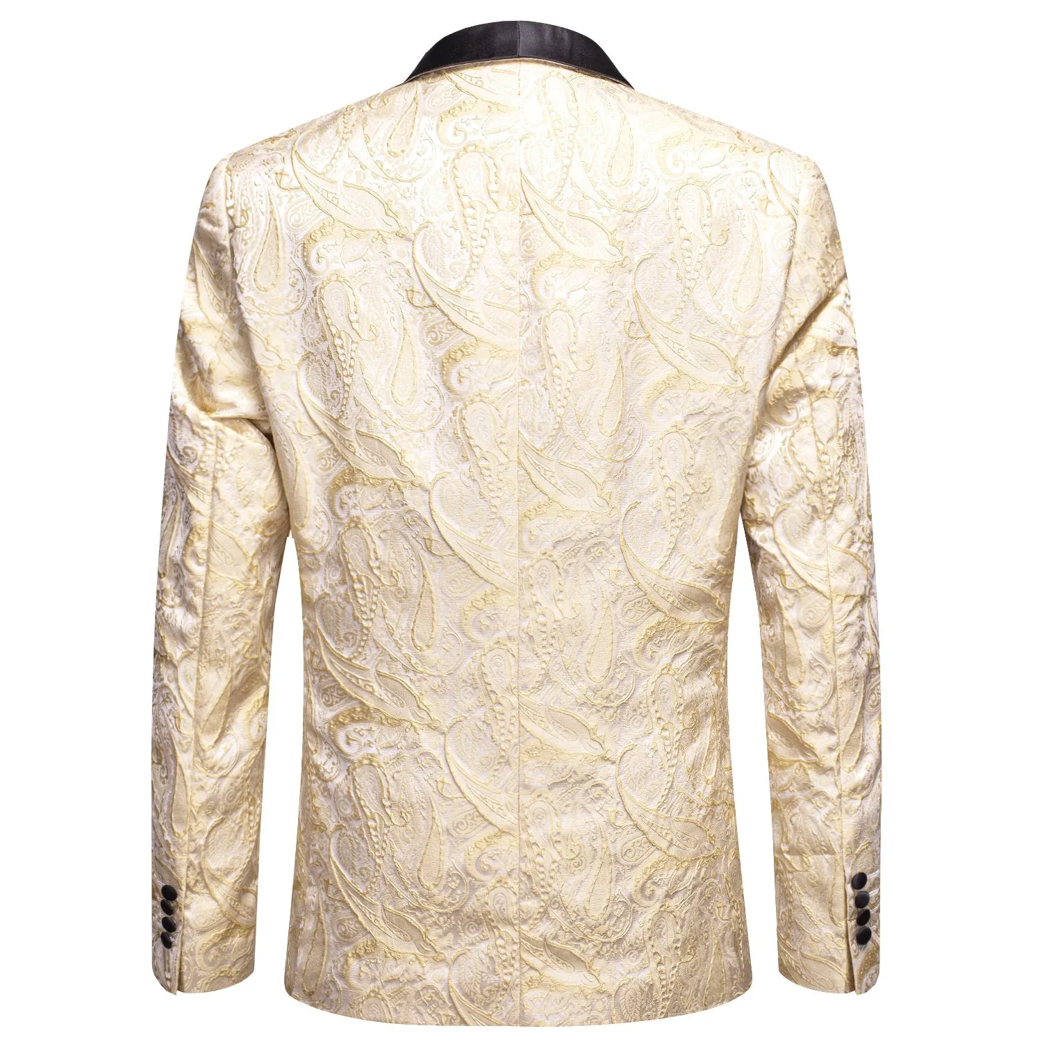 Khaki Embroidered Floral Tuxedo Jacket