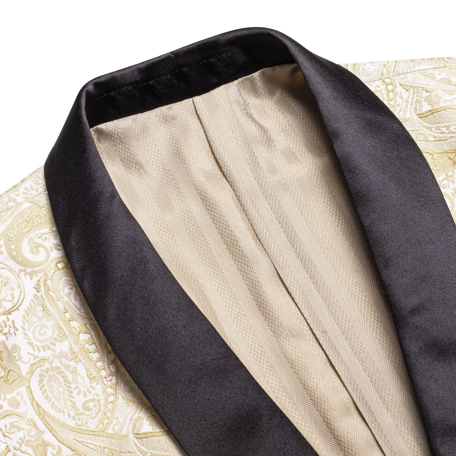 Khaki Embroidered Floral Tuxedo Jacket
