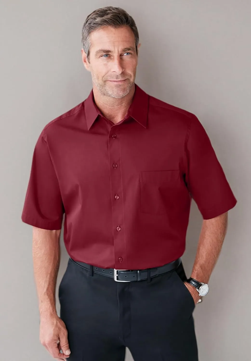 KingSize Men's Big & Tall Tall Wrinkle-Free Short-Sleeve Dress Shirt