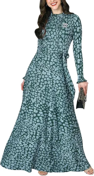 KOH KOH Womens Long Sleeve Elegant Pockets Fall Winter Evening Maxi Dress Gown
