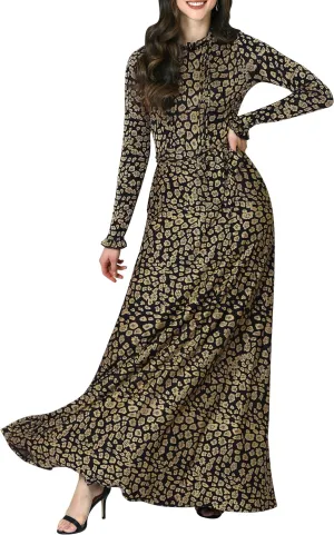 KOH KOH Womens Long Sleeve Elegant Pockets Fall Winter Evening Maxi Dress Gown