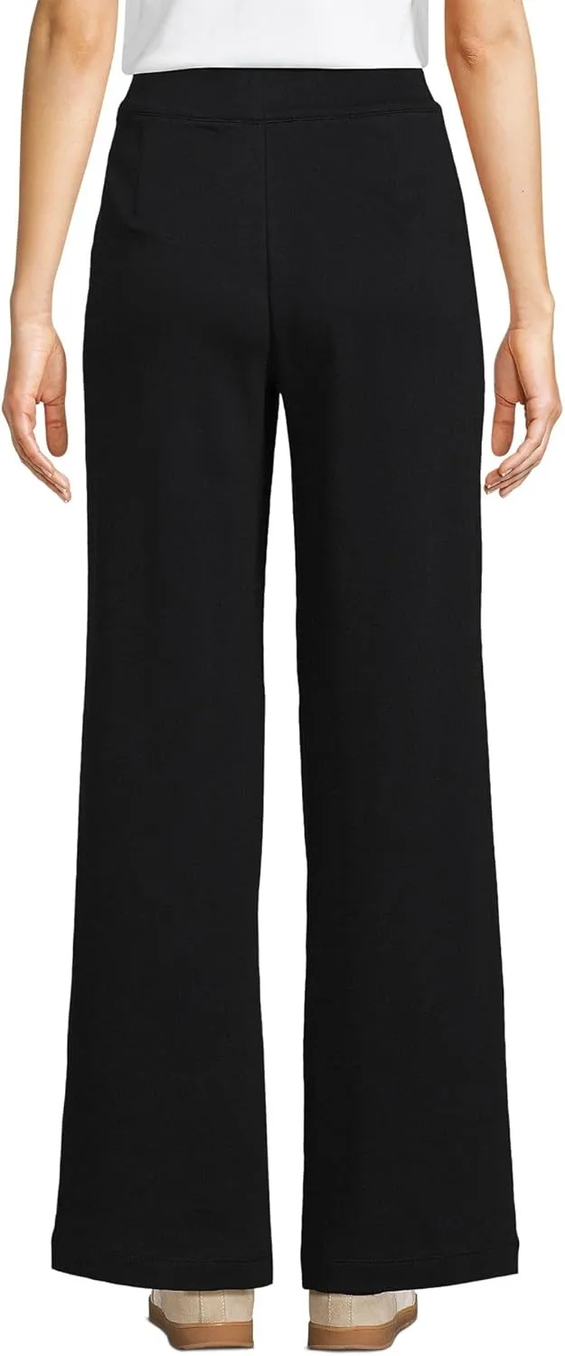 Lands' End Women's Knit High Rise Pleated Wide Leg Pants