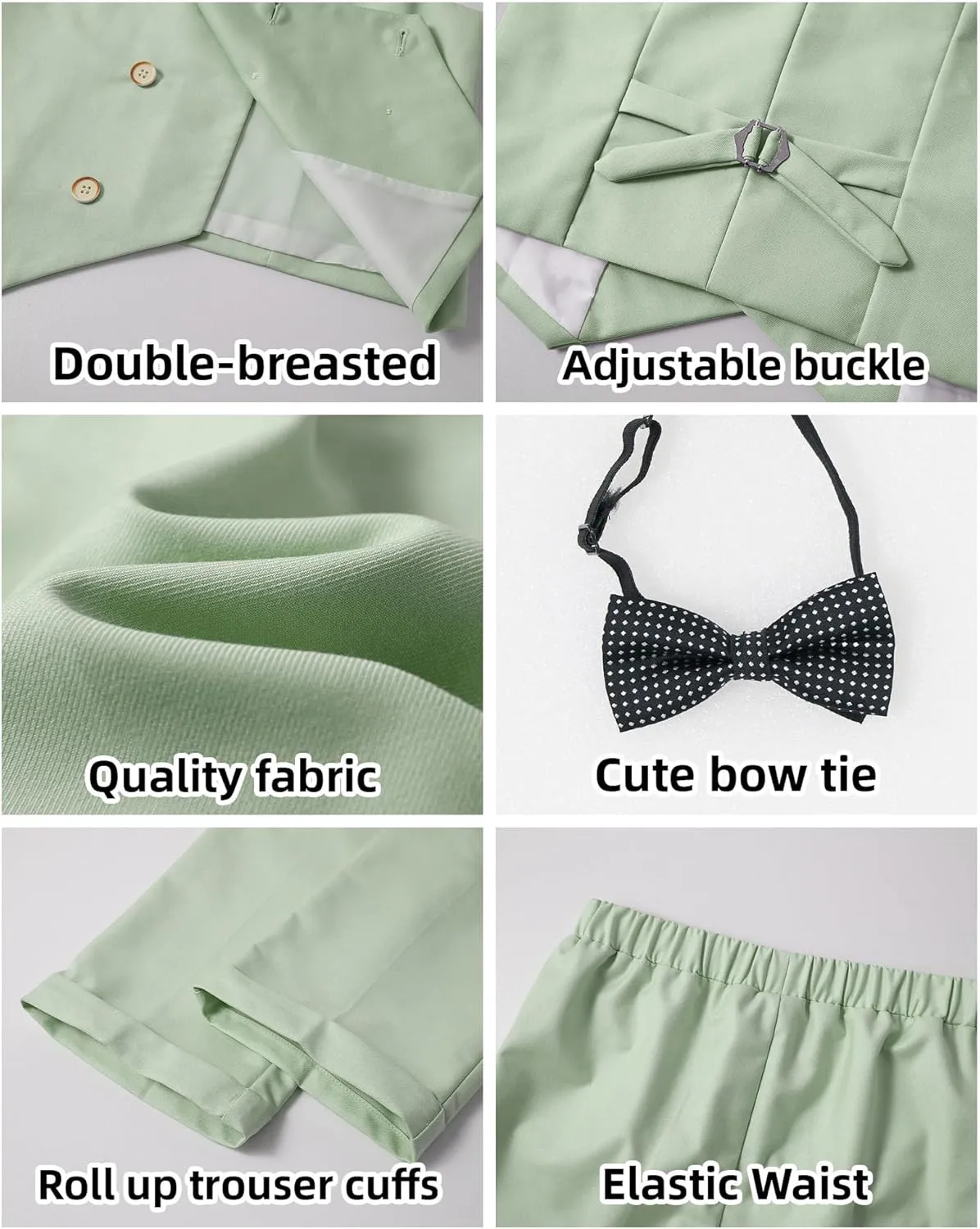 LOLANTA Boys' 4-Piece Formal Suit, Wedding Ring Bearer Outfit Vest Pants with Dress Shirt Bow Tie for Graduation 2-13 Years