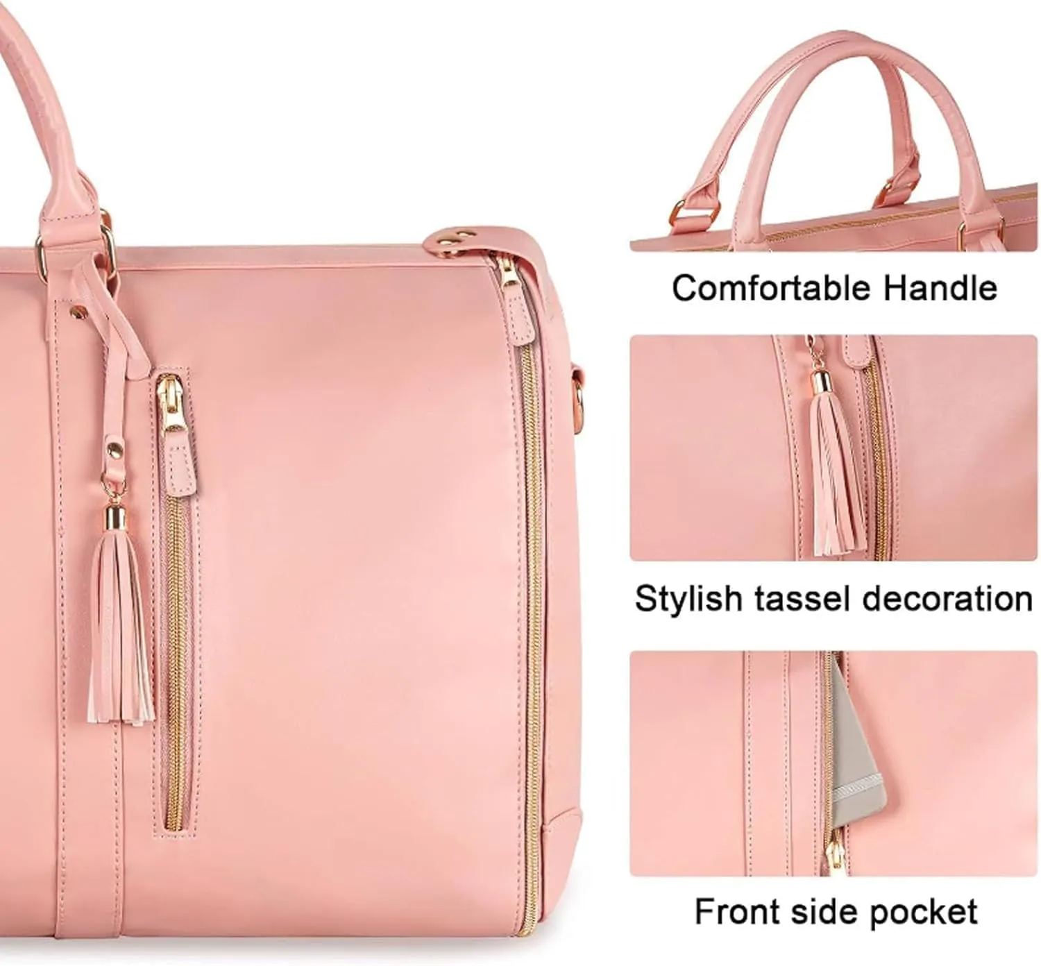 Luxemega Bag, 50L Capacity Luxemega Travel Bag, Luxemega Travel Bags for Women, Luhxe Travel Bag Garment Bag, Convertible Garment Duffel Bag (Pink)