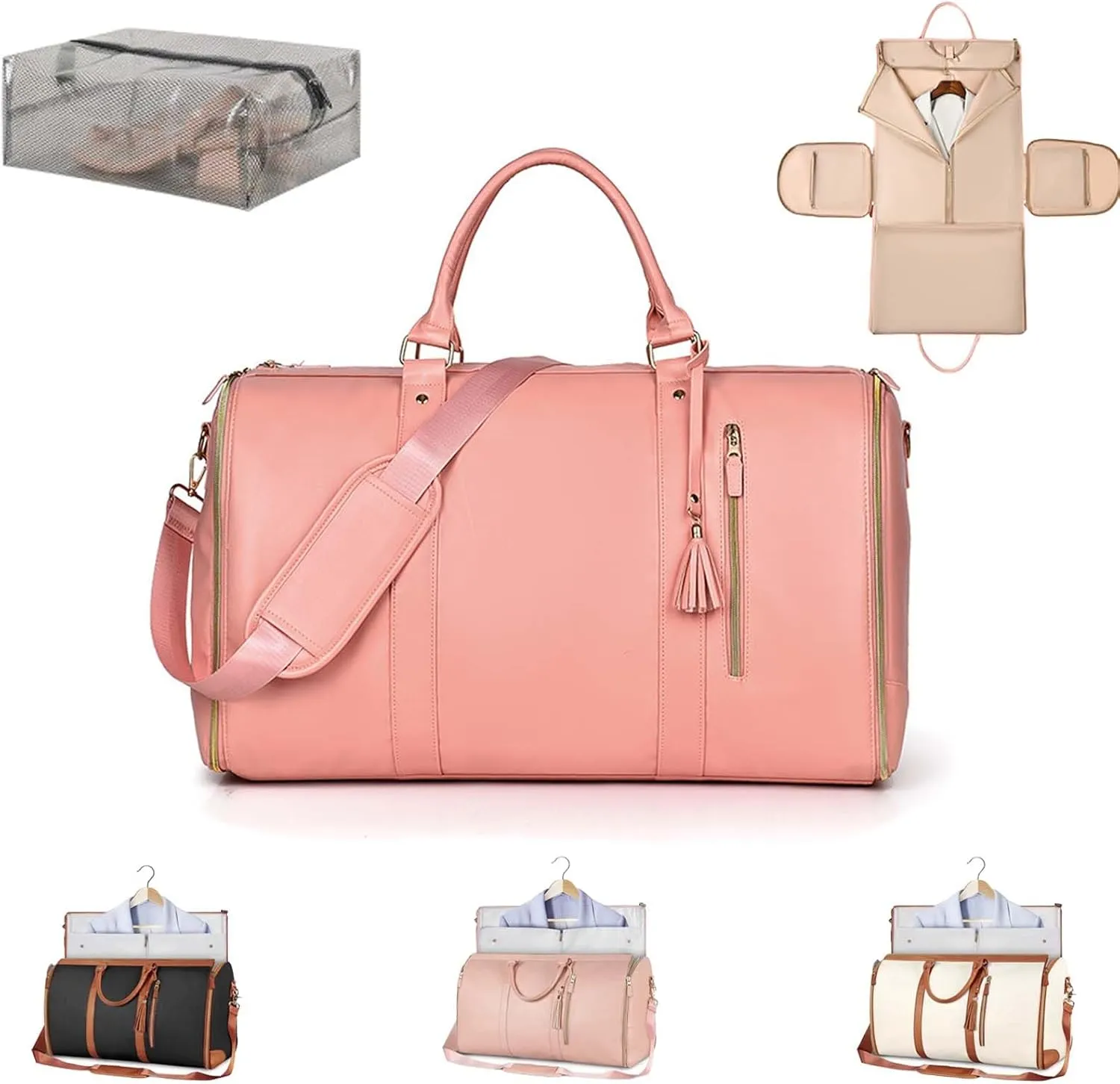 Luxemega Bag, 50L Capacity Luxemega Travel Bag, Luxemega Travel Bags for Women, Luhxe Travel Bag Garment Bag, Convertible Garment Duffel Bag (Pink)