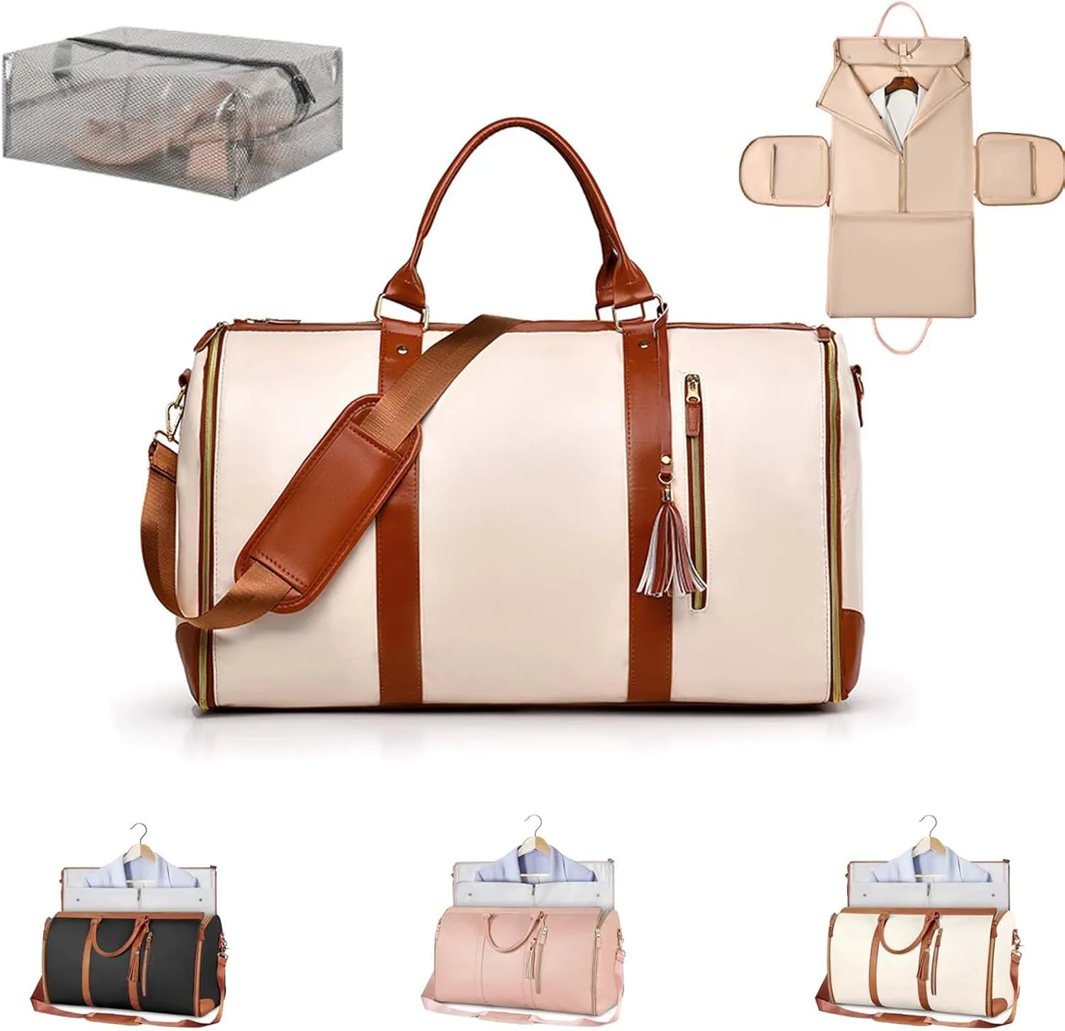 Luxemega Bag, 50L Capacity Luxemega Travel Bag, Luxemega Travel Bags for Women, Luhxe Travel Bag Garment Bag, Convertible Garment Duffel Bag (White)