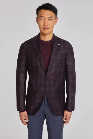 Maroon Check Midland Contemporary Fit Sport Jacket - Jack Victor
