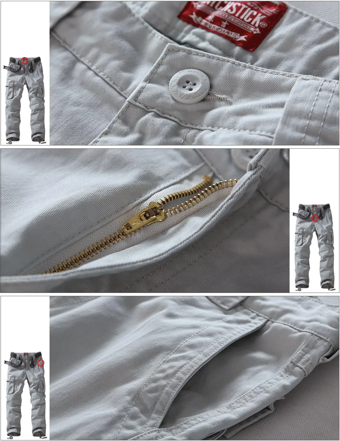 Match Men's Casual Wild Cargo Pants Outdoors Work Wear #6531