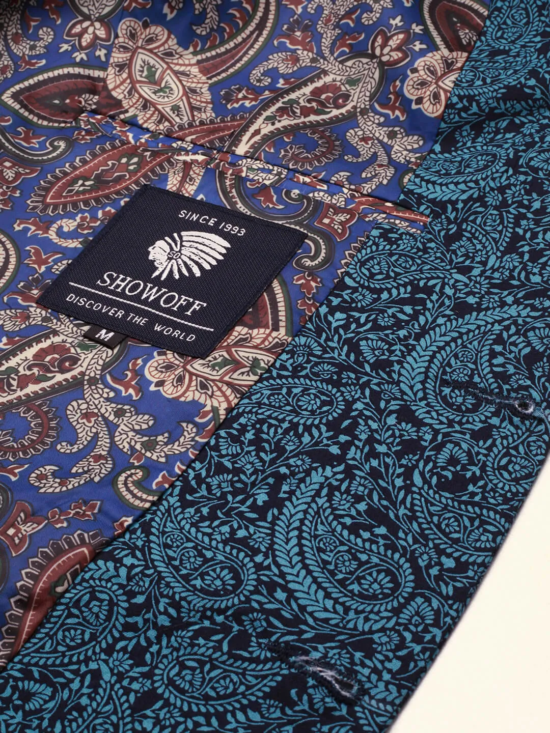 Men Black Paisley Printed Slim-Fit Single Breasted Blazer