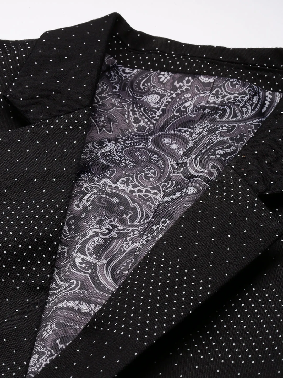 Men Black Printed Slim-Fit Single-Breasted Blazer