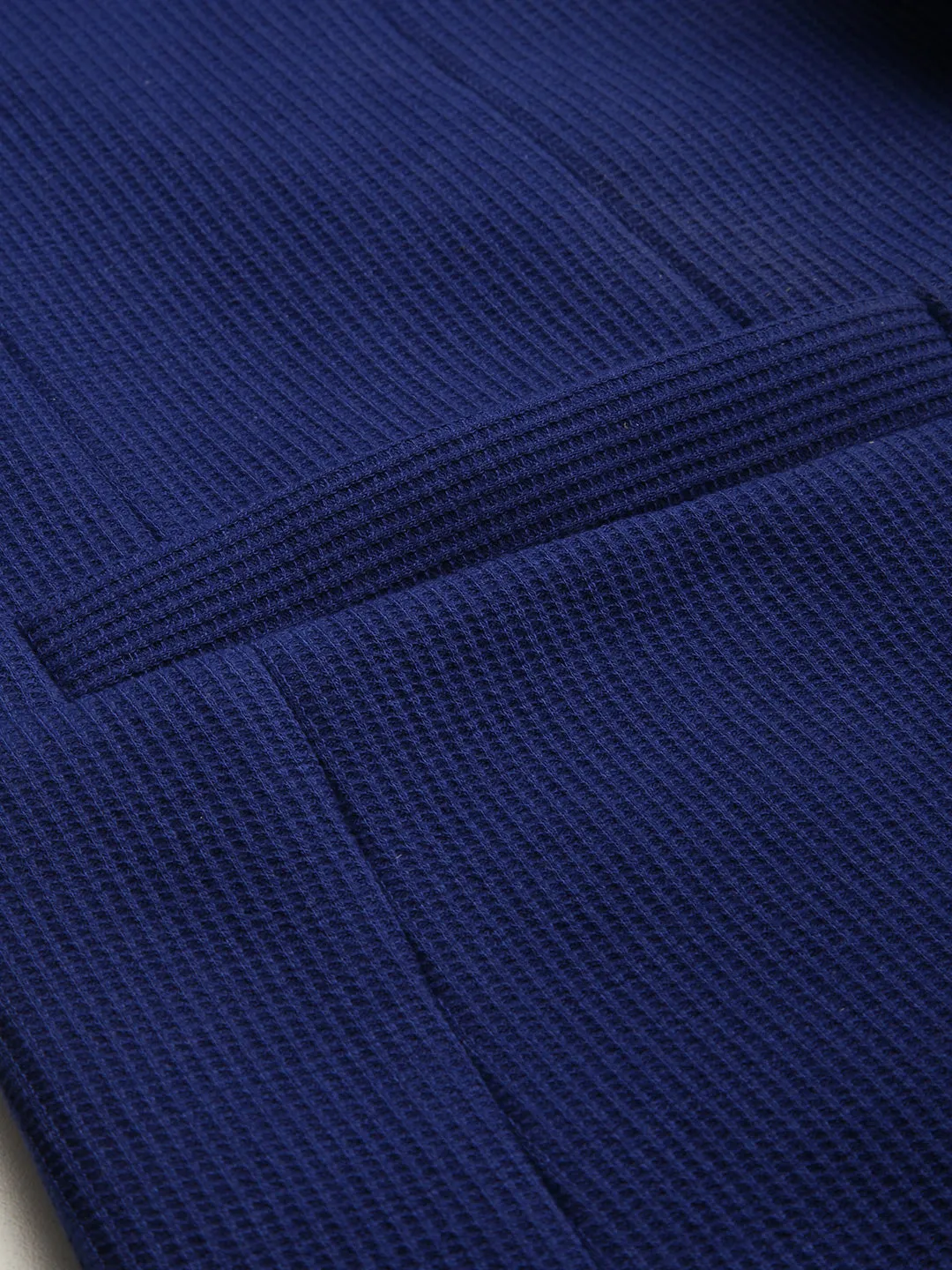 Men Blue Self Design Single-Breasted Slim-Fit Blazer