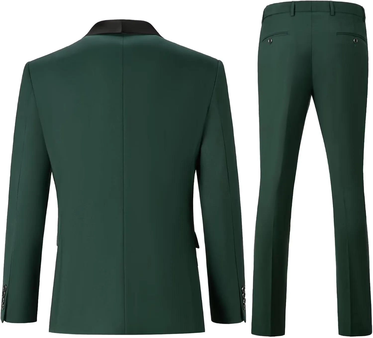Men's 3 Piece Slim Fit Suit One Button Shawl Lapel Jacket Vest Pants Tuxedo Set with Bow Tie Pocket Square