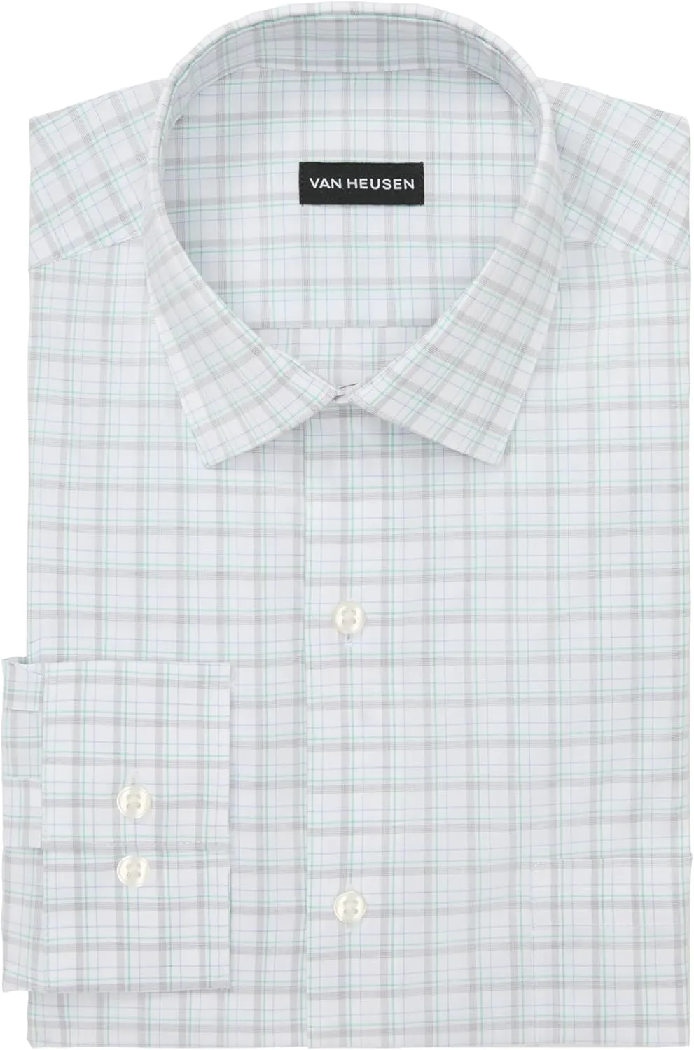 Men's Dress Shirt Regular Fit Ultra Wrinkle Free Flex Collar Stretch Check