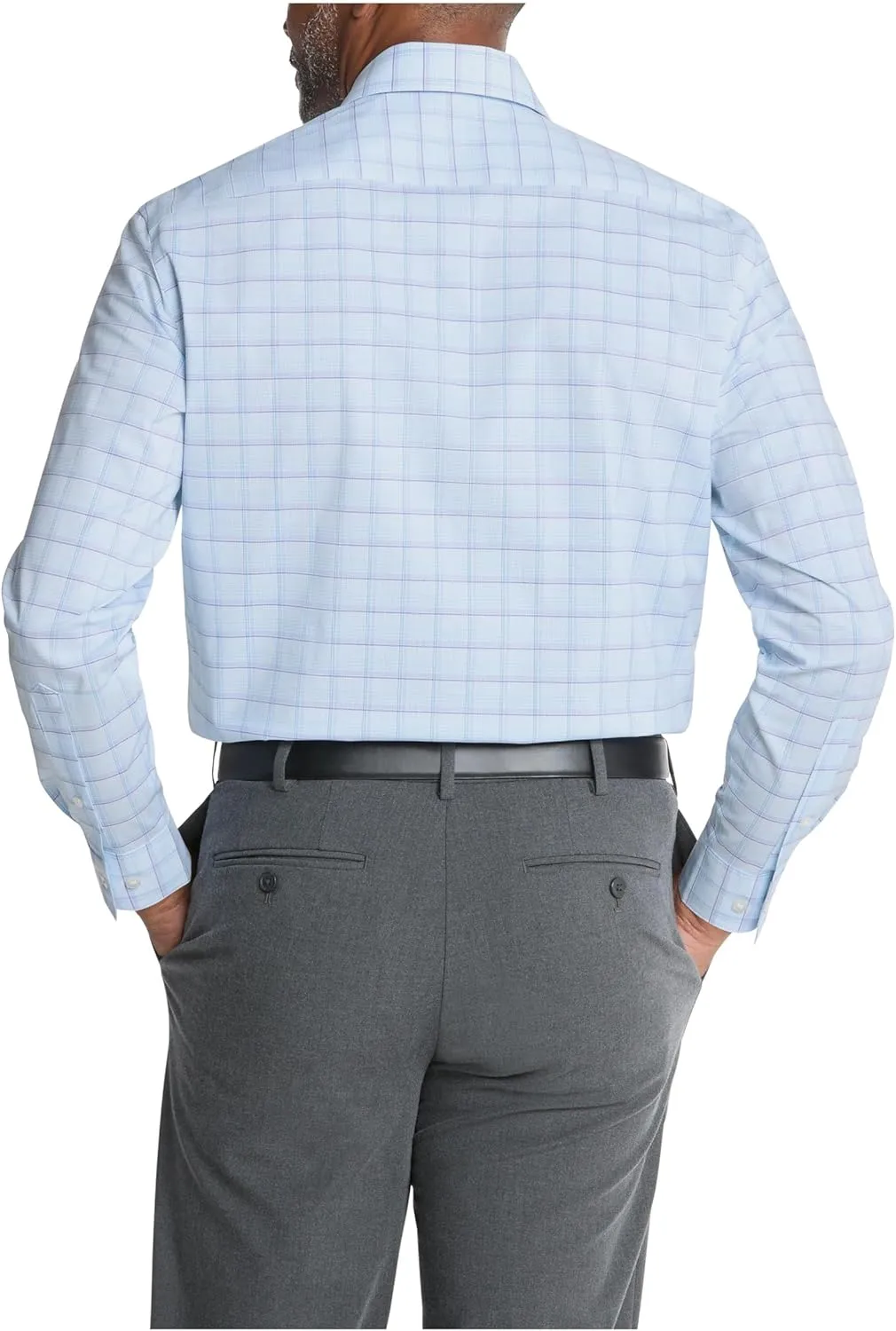 Men's Dress Shirt Regular Fit Ultra Wrinkle Free Flex Collar Stretch Check