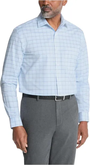 Men's Dress Shirt Regular Fit Ultra Wrinkle Free Flex Collar Stretch Check