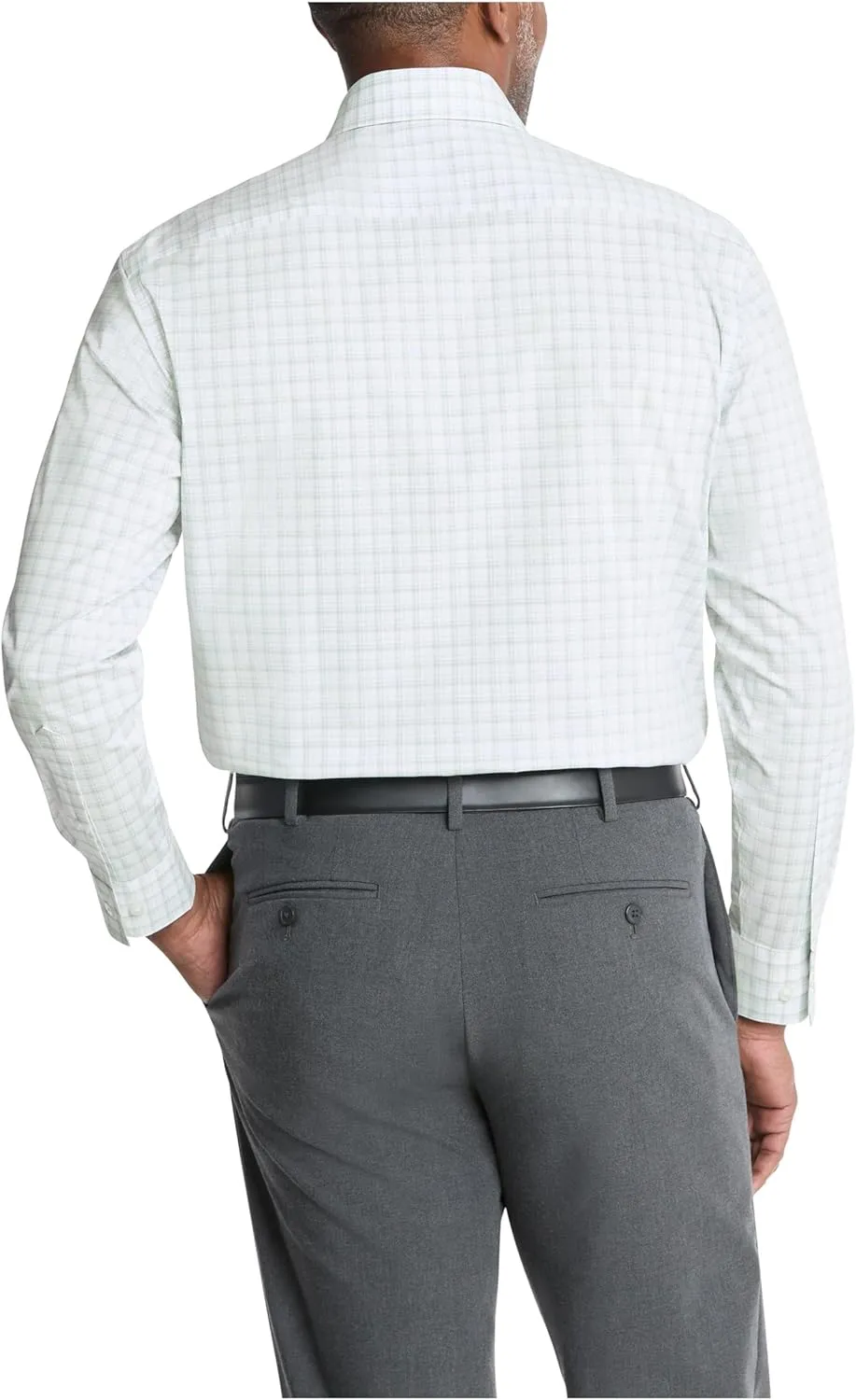 Men's Dress Shirt Regular Fit Ultra Wrinkle Free Flex Collar Stretch Check