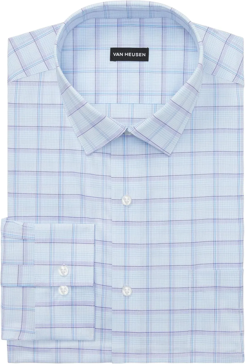 Men's Dress Shirt Regular Fit Ultra Wrinkle Free Flex Collar Stretch Check