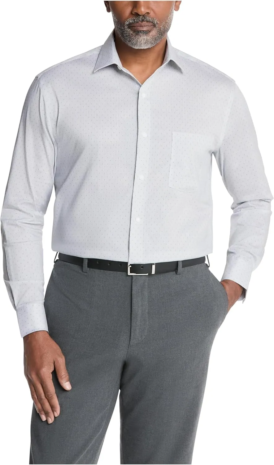 Men's Dress Shirt Regular Fit Ultra Wrinkle Free Flex Collar Stretch Print