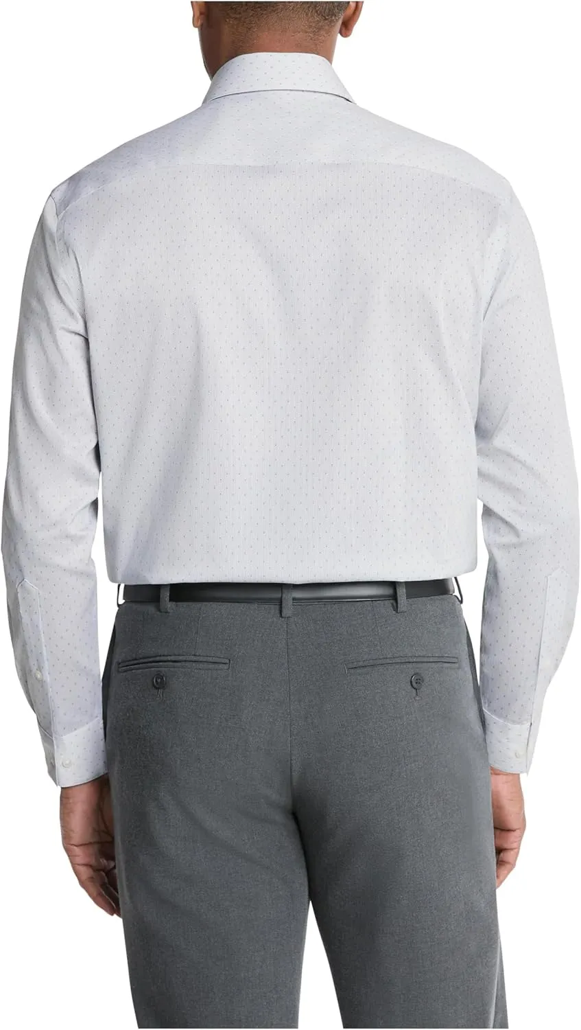 Men's Dress Shirt Regular Fit Ultra Wrinkle Free Flex Collar Stretch Print