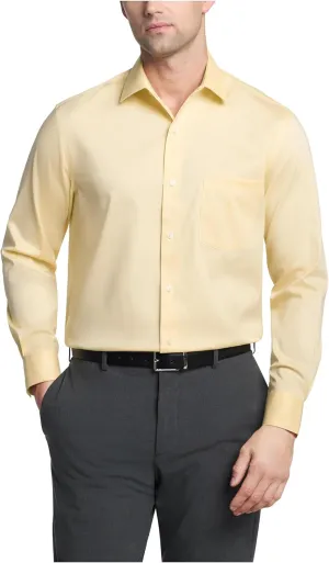 Men's Dress Shirt Regular Fit Ultra Wrinkle Free Flex Collar Stretch Solid
