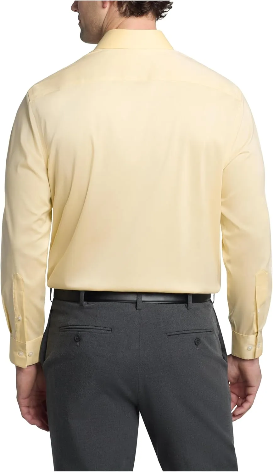 Men's Dress Shirt Regular Fit Ultra Wrinkle Free Flex Collar Stretch Solid
