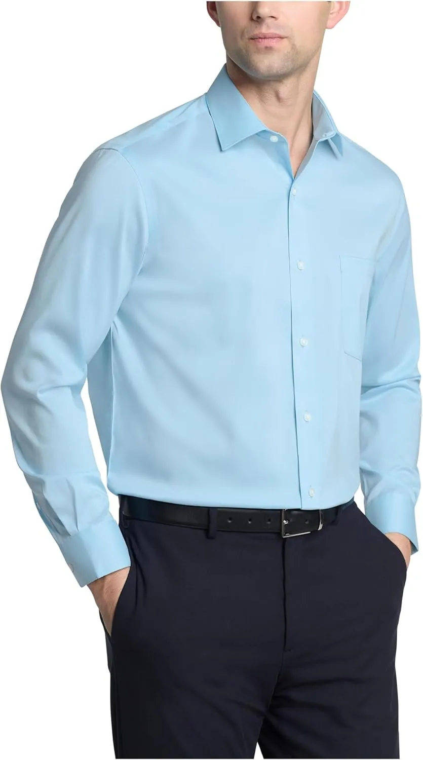 Men's Dress Shirt Regular Fit Ultra Wrinkle Free Flex Collar Stretch Solid