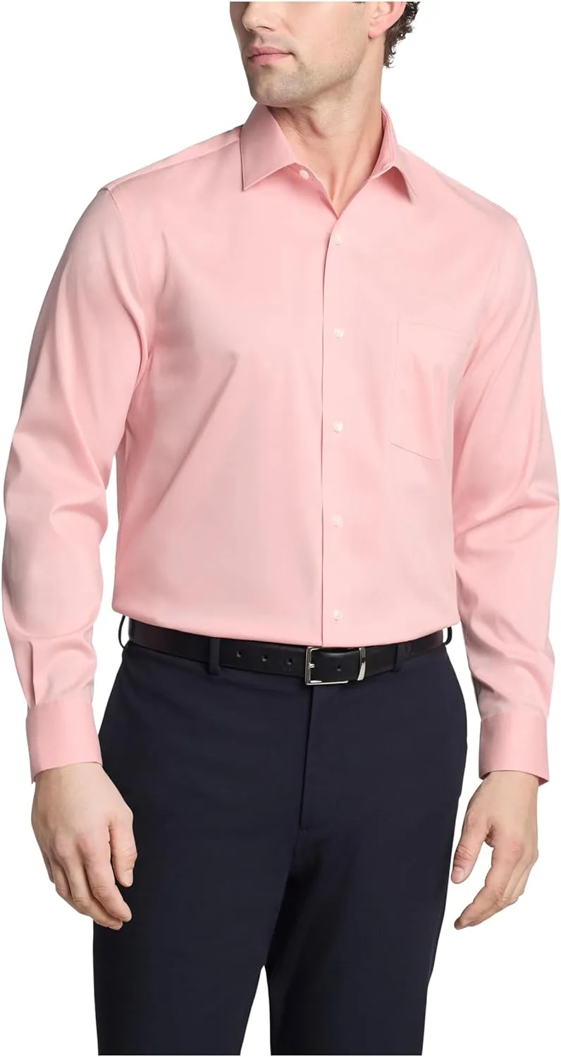 Men's Dress Shirt Regular Fit Ultra Wrinkle Free Flex Collar Stretch Solid