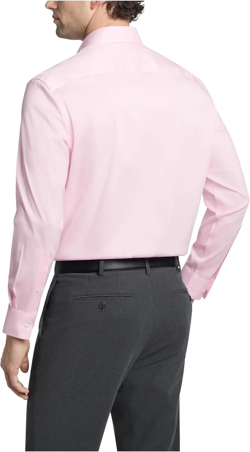 Men's Dress Shirt Regular Fit Ultra Wrinkle Free Flex Collar Stretch Solid