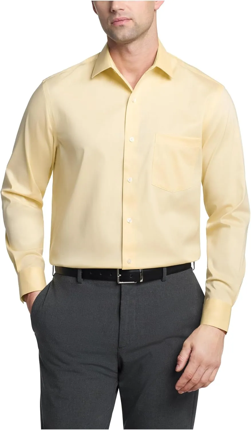 Men's Dress Shirt Regular Fit Ultra Wrinkle Free Flex Collar Stretch Solid