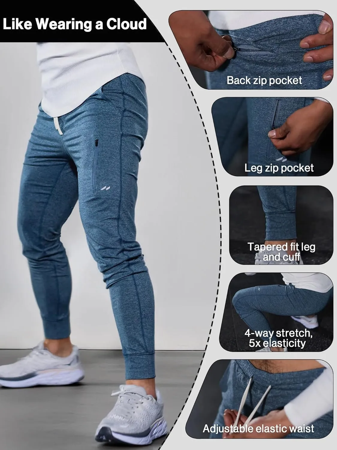 Men's Softest Performance Athletic Workout Jogger Sweatpants Cycling Fitness Running